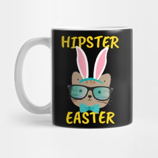 Hipster Easter modern stylish cat Easter bunny rabbit saying Mug